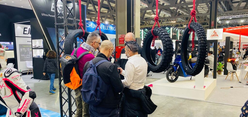 Kingtyre tire display booth at EICMA international motorcycle show