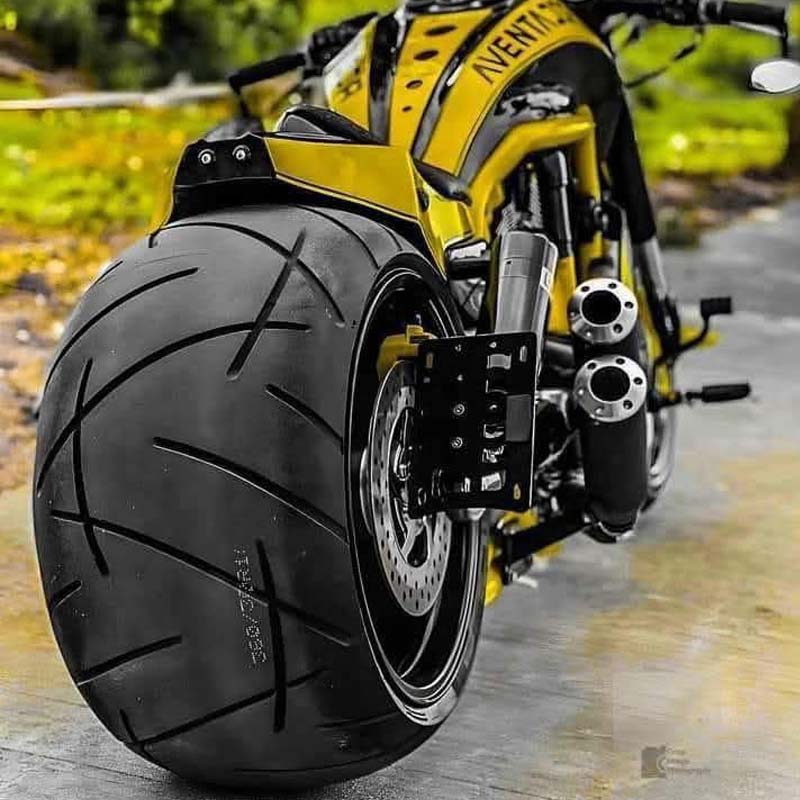 Kingtyre K99 tire featured on a Harley Davidson with a fat tire kit