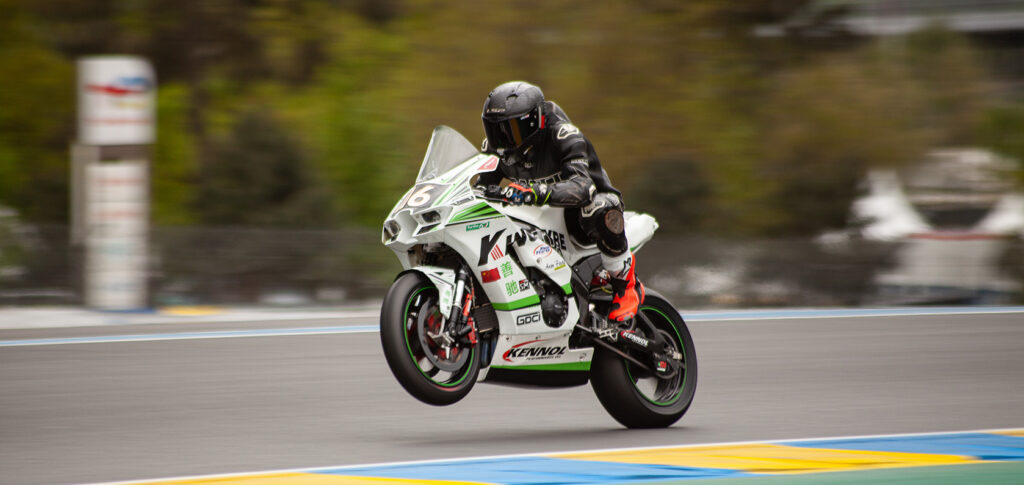Kingtyre racing slick tires on a professional motorcycle racing track